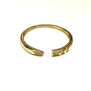 BETSEY JOHNSON | Gold-Tone No. 2 Pencil Bangle w/ Pink Crystal Accents | NWT